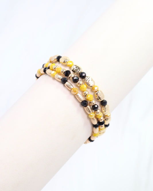 Spirit Beaded Bracelet Set Black Gold
