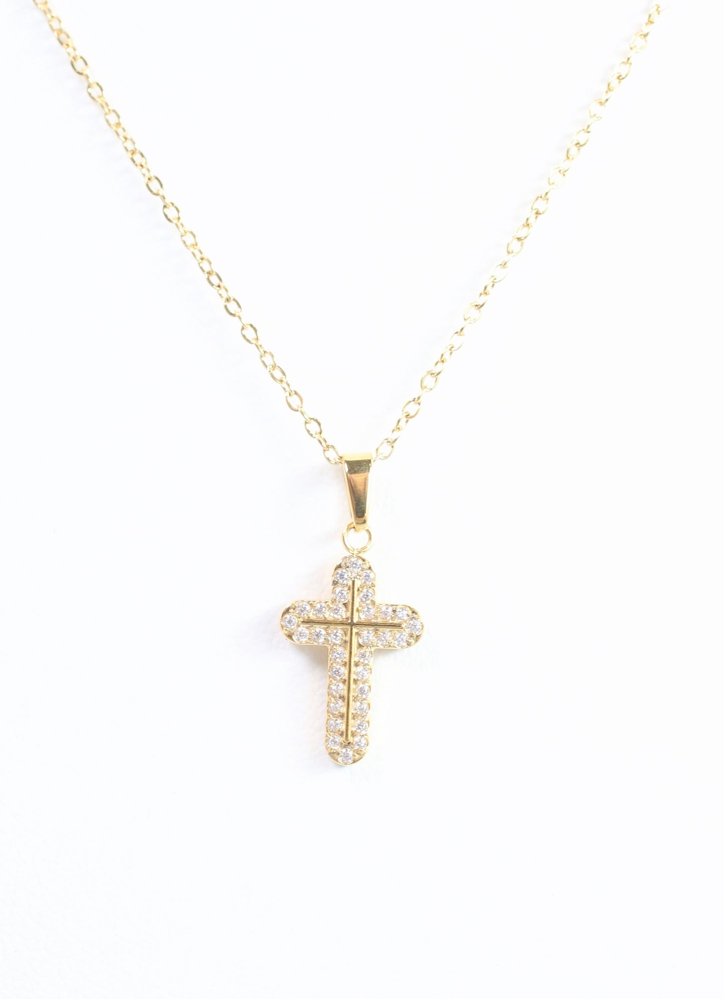 Bellucci CZ Cross Necklace Gold