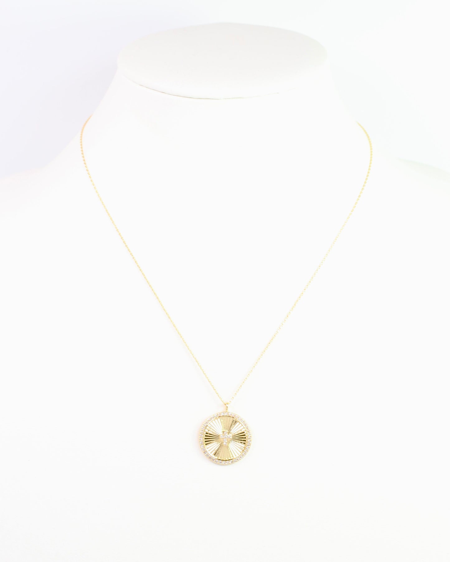 Etta CZ Cross Pendant Necklace WR Gold