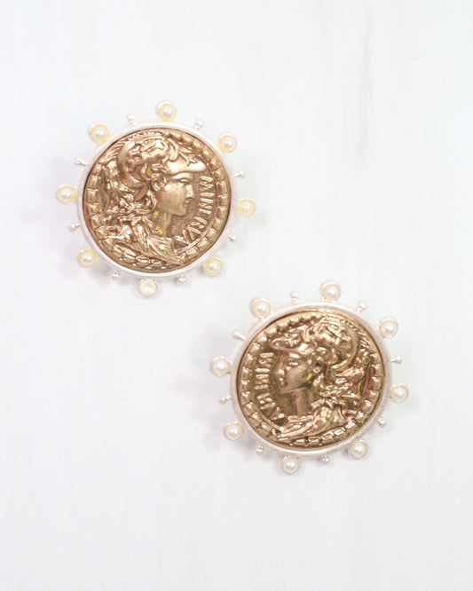 Anna Kate Coin Earring Worn Gold