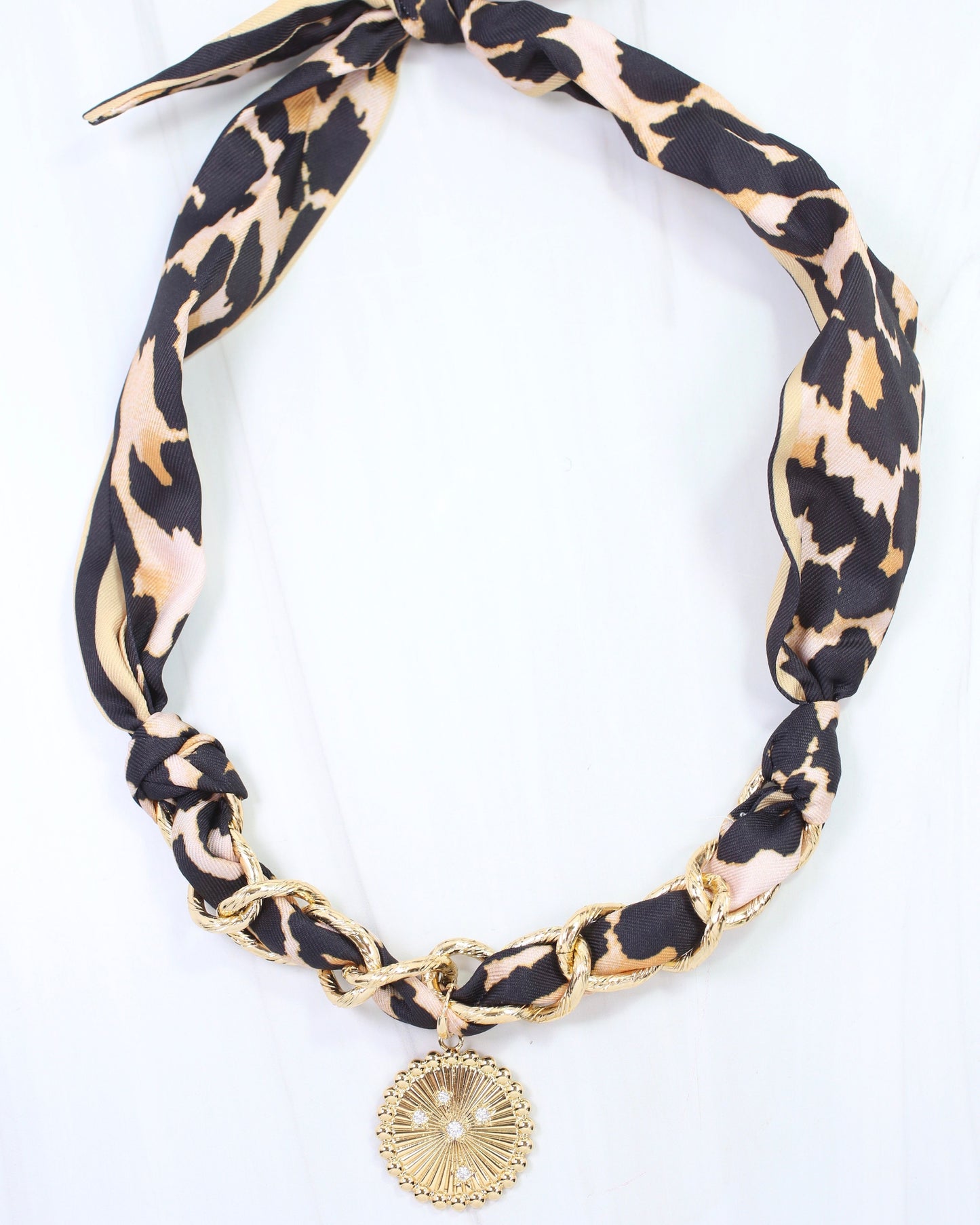 Sarah Scarf Charm Necklace Brown