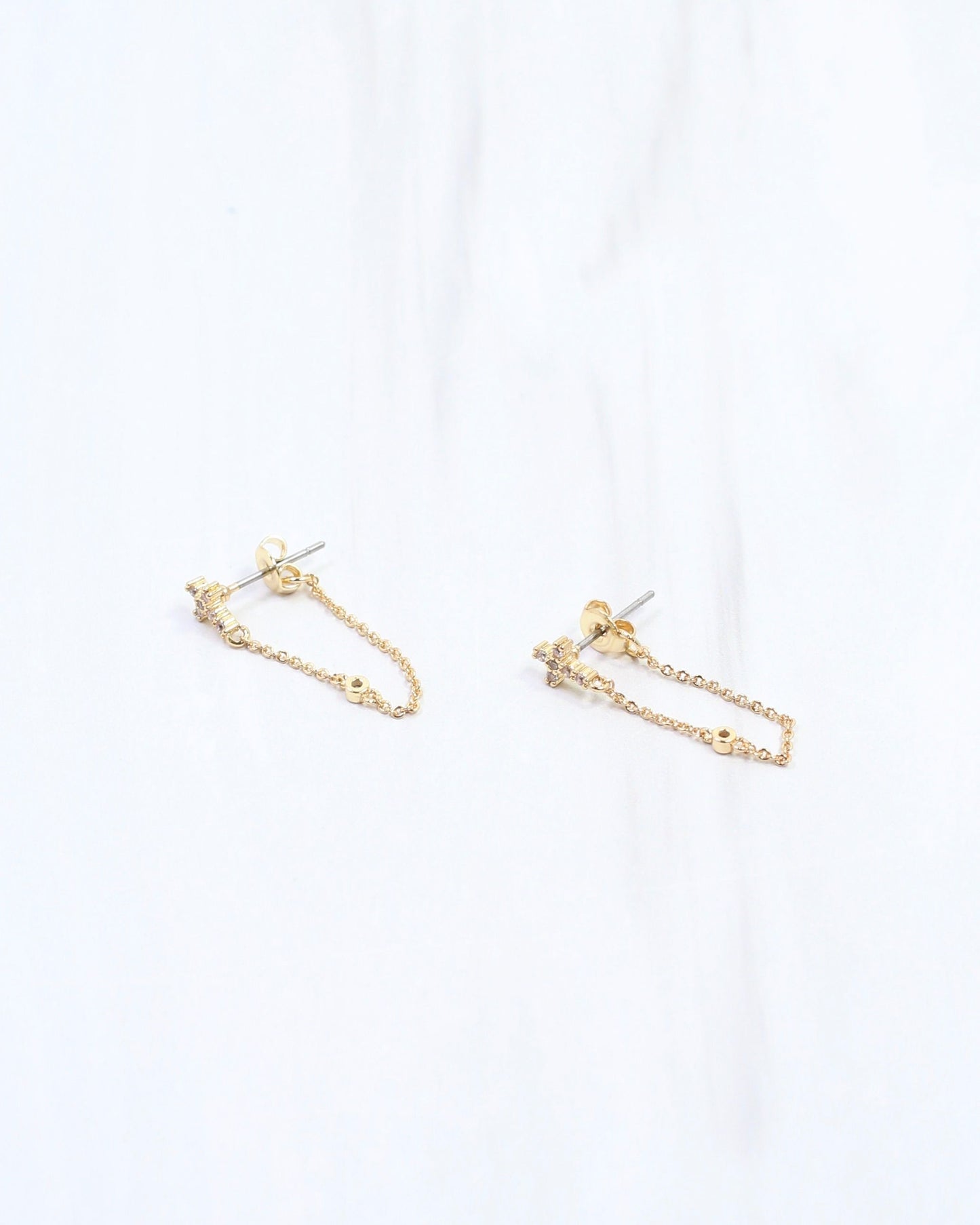 Ember Cross Chain Earring WR Gold