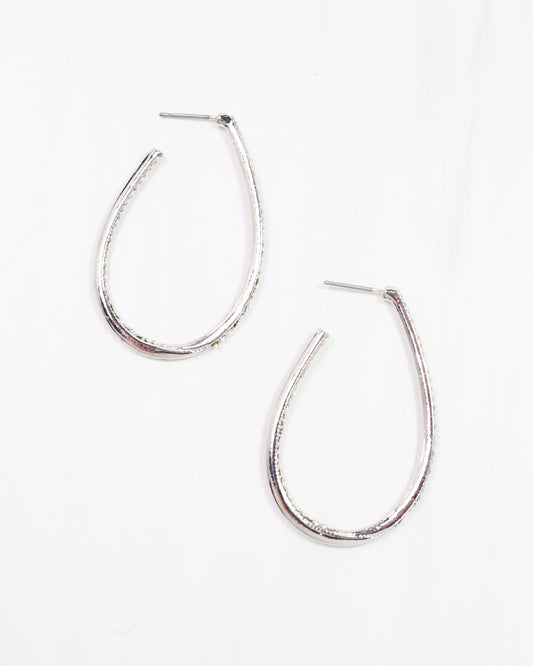 Bethie Crystal Oval Hoop Silver