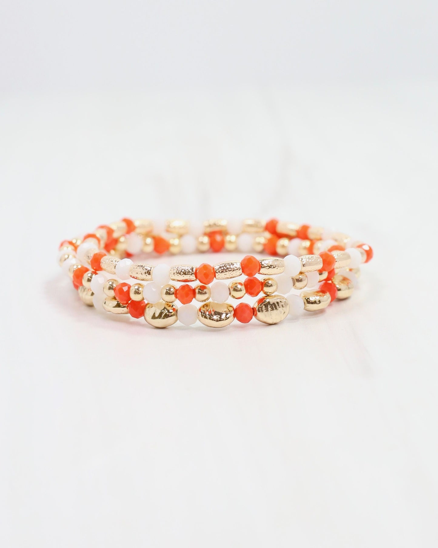 Spirit Beaded Bracelet Set Orange White