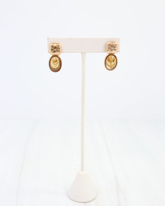 Mindy Textured Gold Drop Earring Tortoise