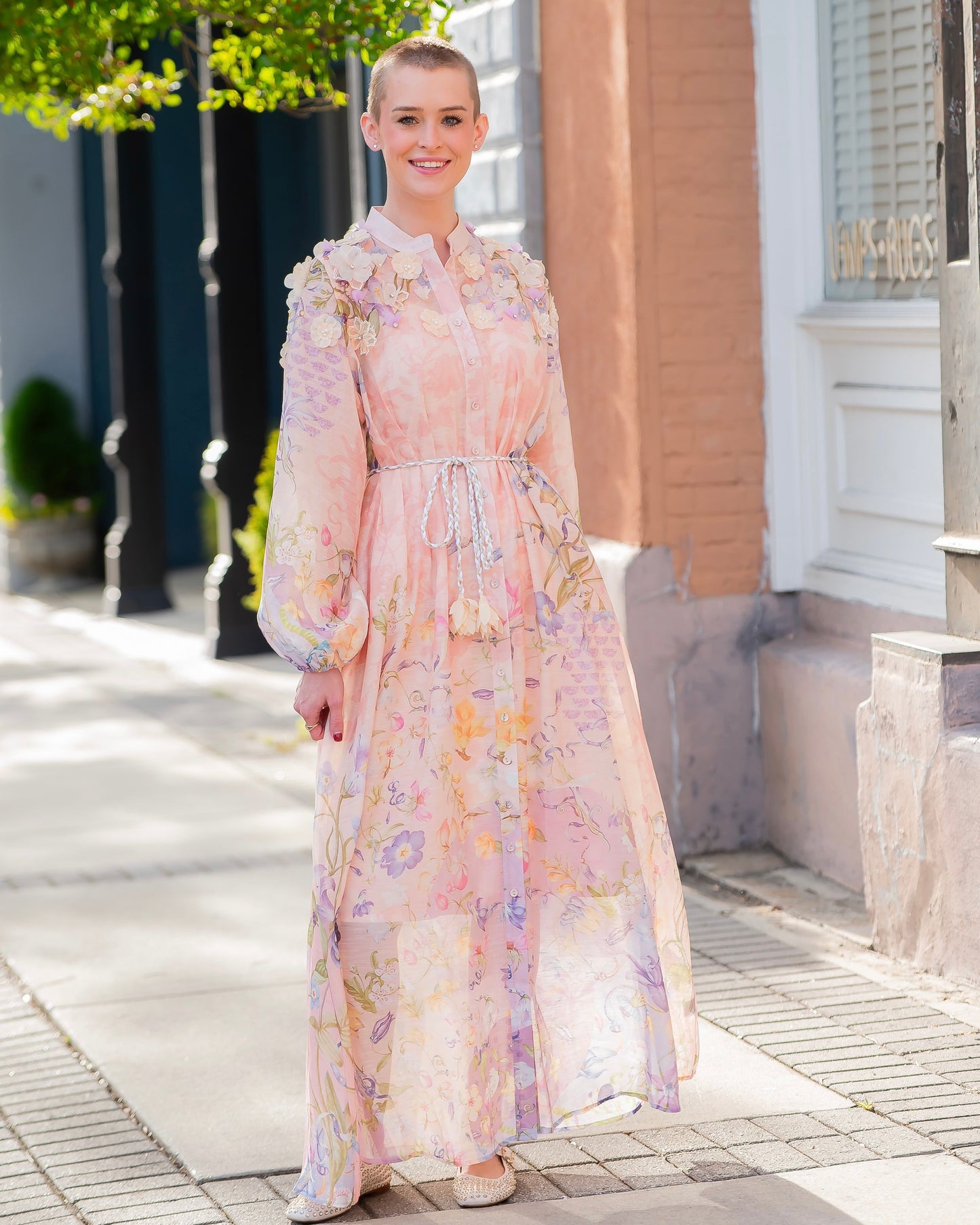 Abigail Lavender Floral Button Down Dress