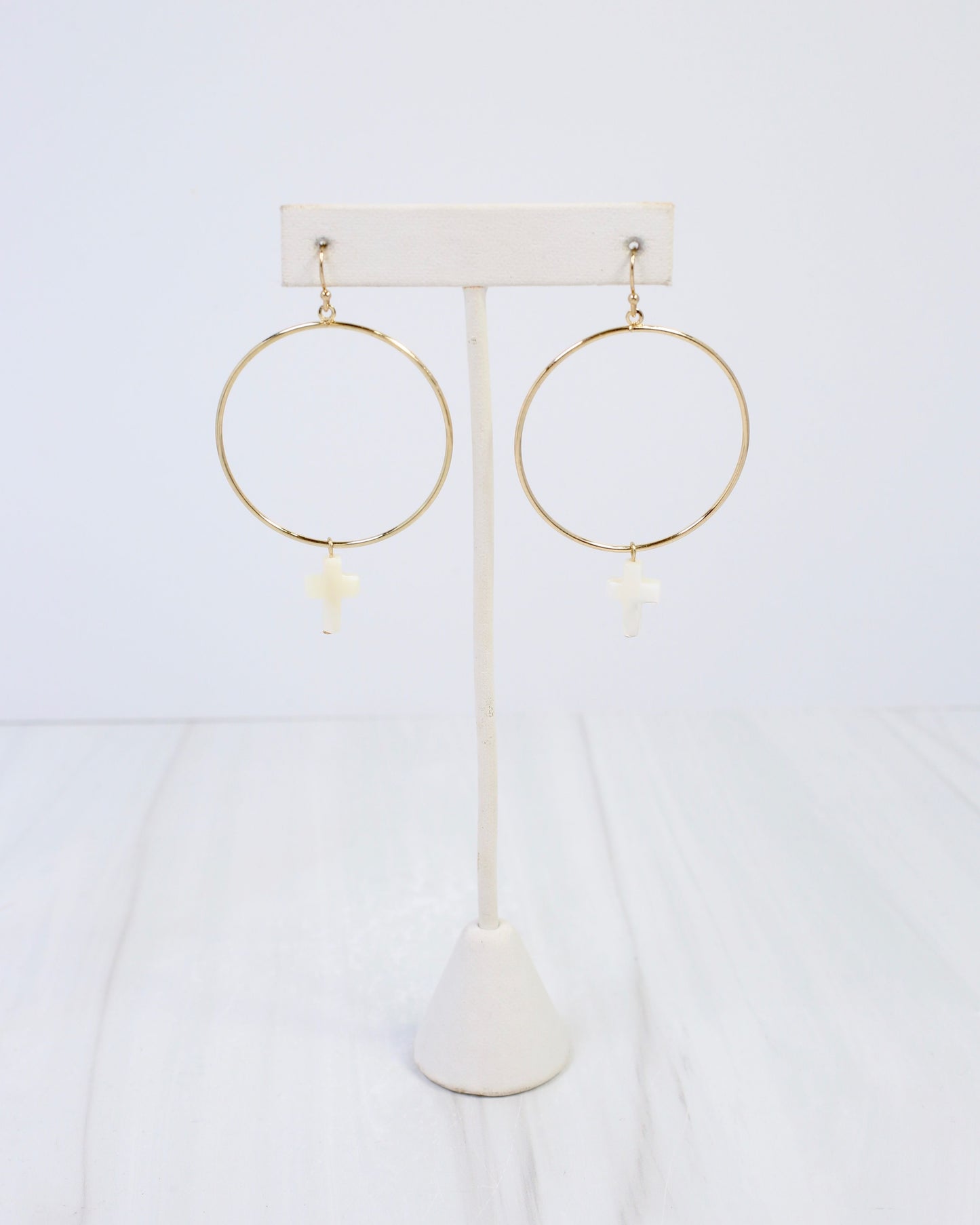 Trenton Cross Fish Hook Earring Gold