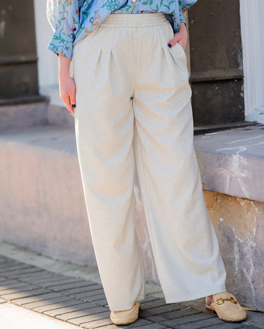 Holden Pleated Wide Leg Pants- Ivory