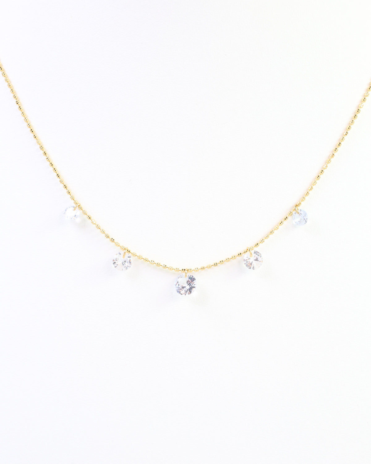 Nyx Round CZ Charm Necklace WR Gold