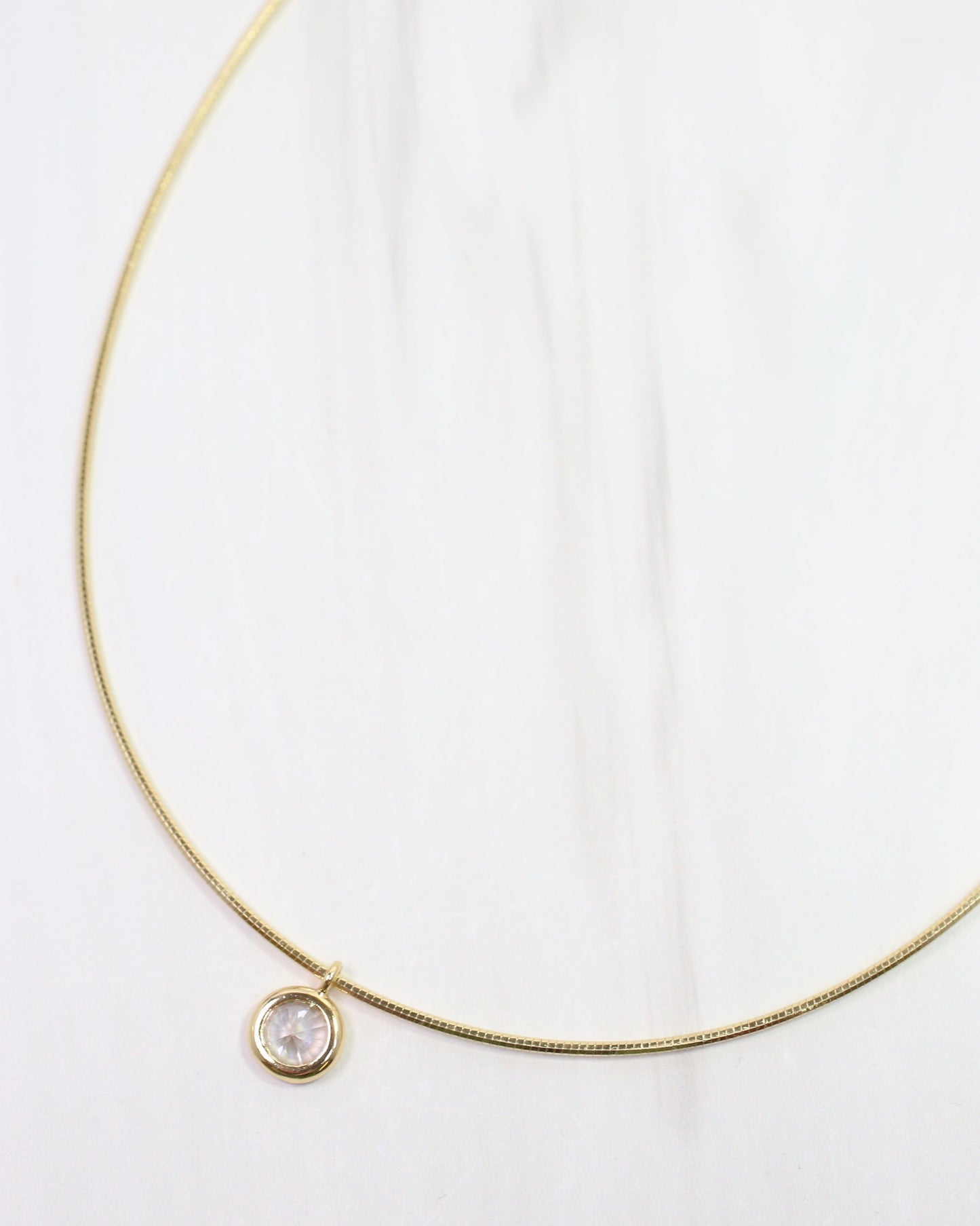 Eunice Round CZ Chain Necklace WR Gold