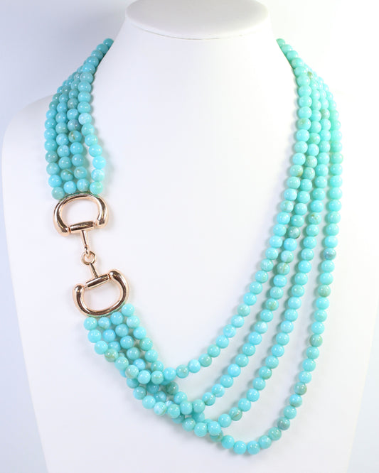 Braelyn Horsebit Beaded Layered Necklace Turquoise