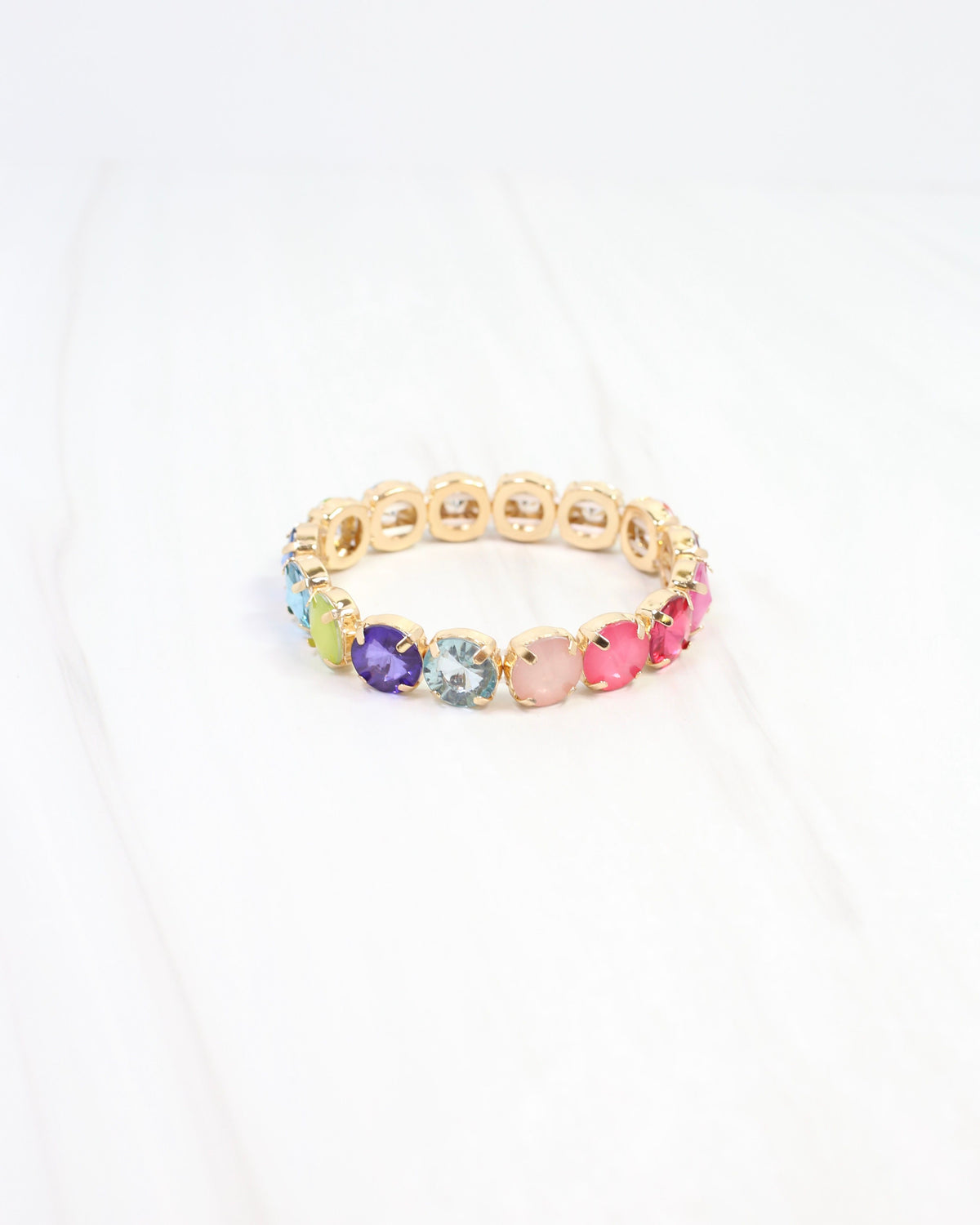 Shalimar Rhinestone Stretch Bracelet Rainbow