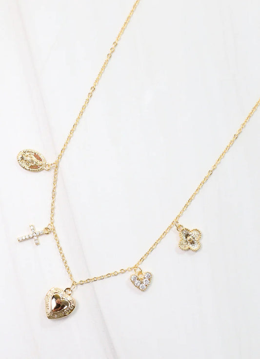 Clarence Charm Necklace Gold