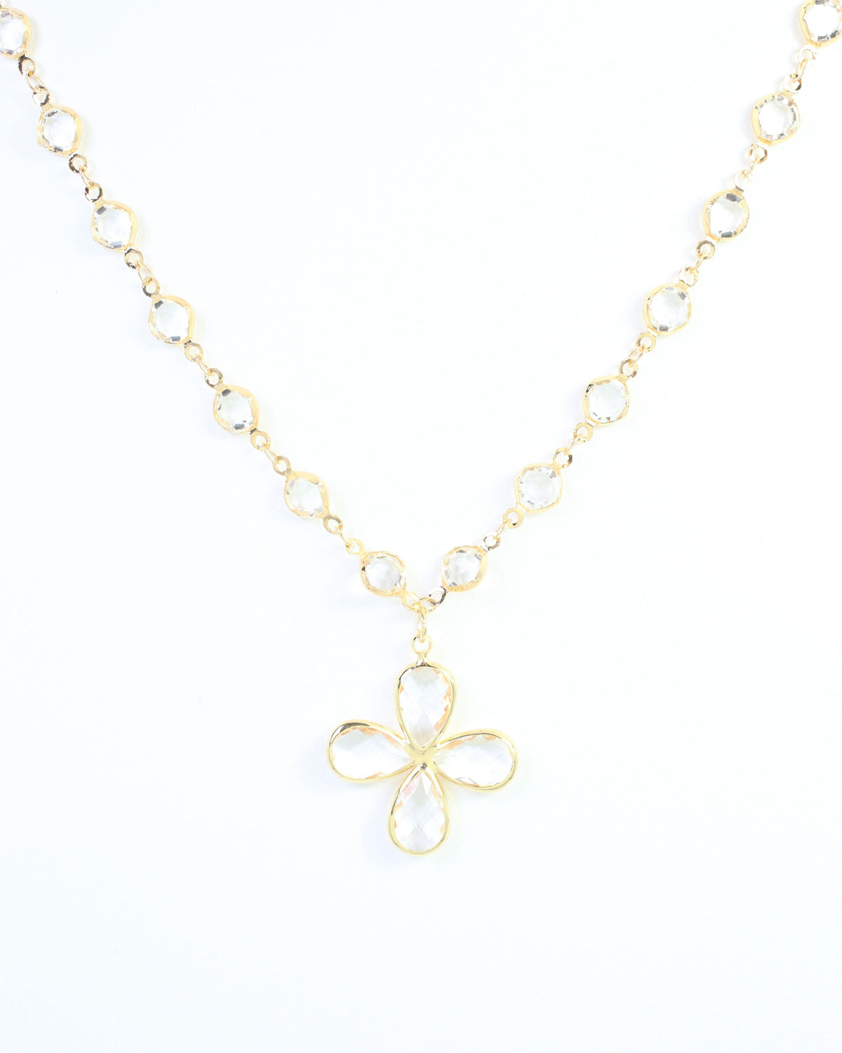 Luca Disc and Flower Necklace Gold