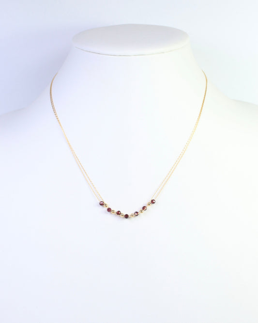 Paislee Double Strand Beaded Necklace Garnet