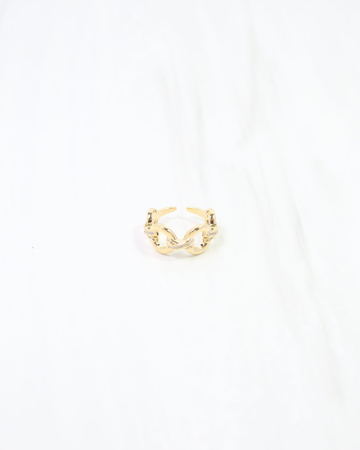 Poppy CZ Circle Link Ring WR Gold