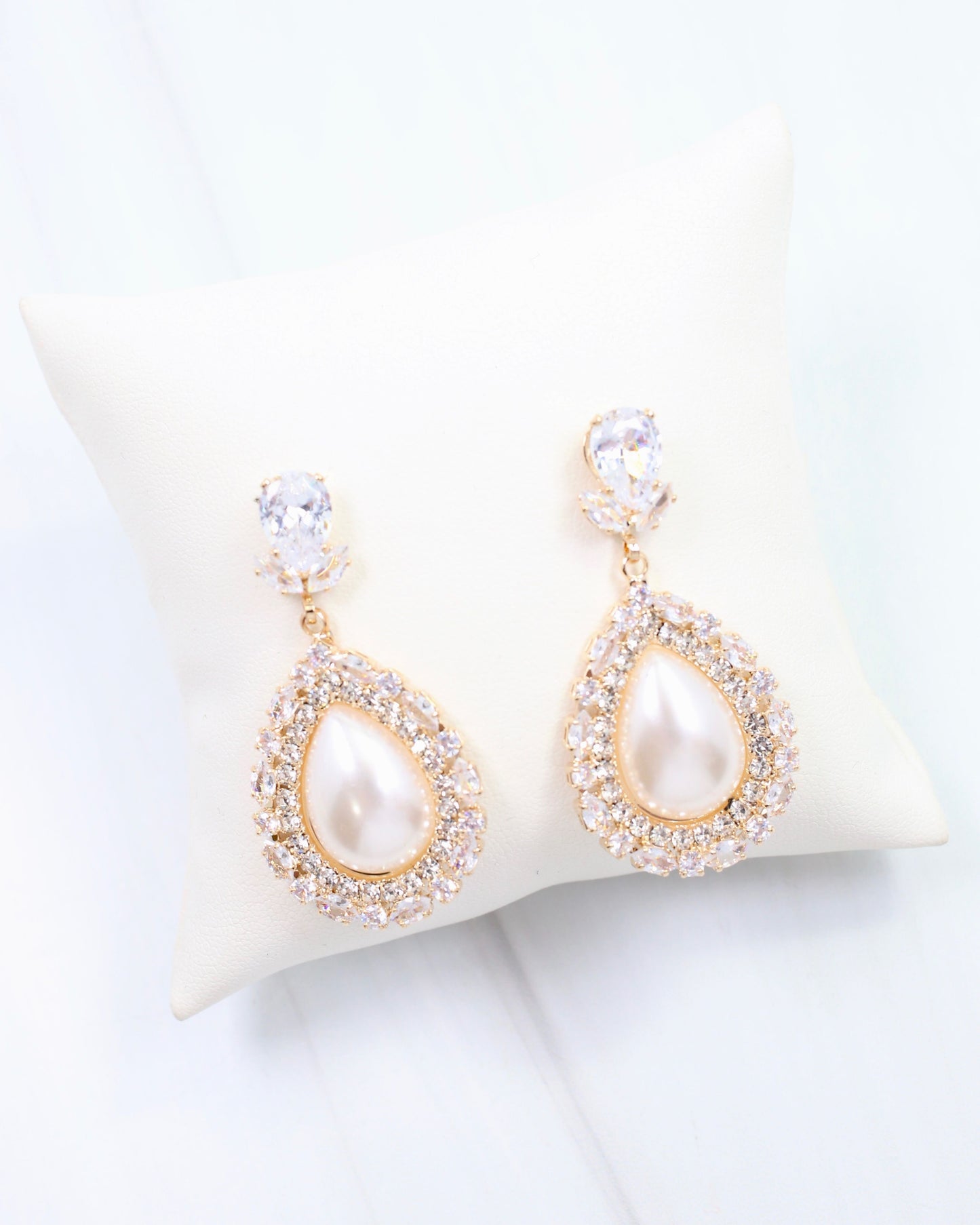 Anastasia Pearl CZ Dangle Earring Cream