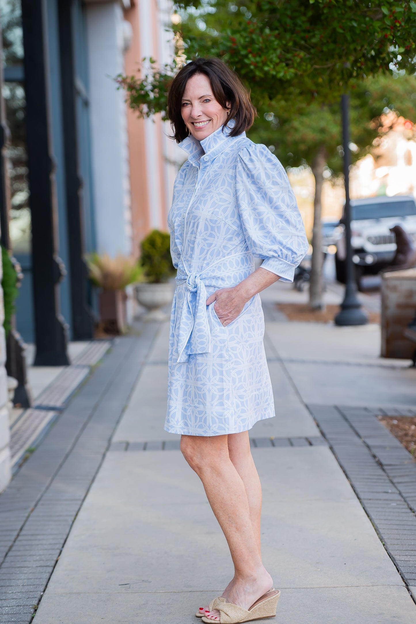 Blair Geometric Print Collard Dress