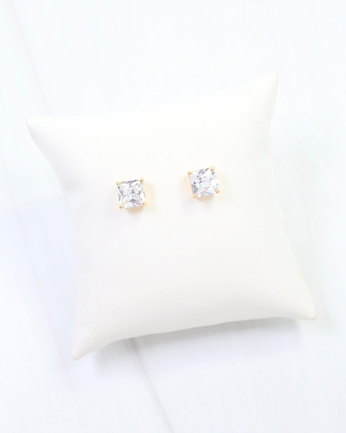 Liza Square CZ Stud Earring WR Gold