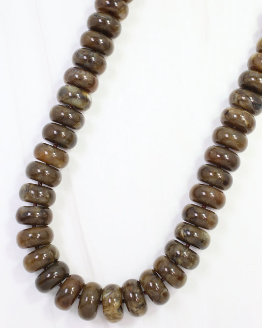 Pipestone Marble Beaded Necklace Brown