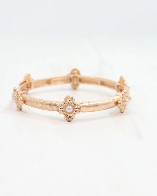 Jensen Stretch Bracelet Worn Gold