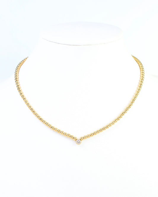 Rumi CZ Ball Necklace WP Gold