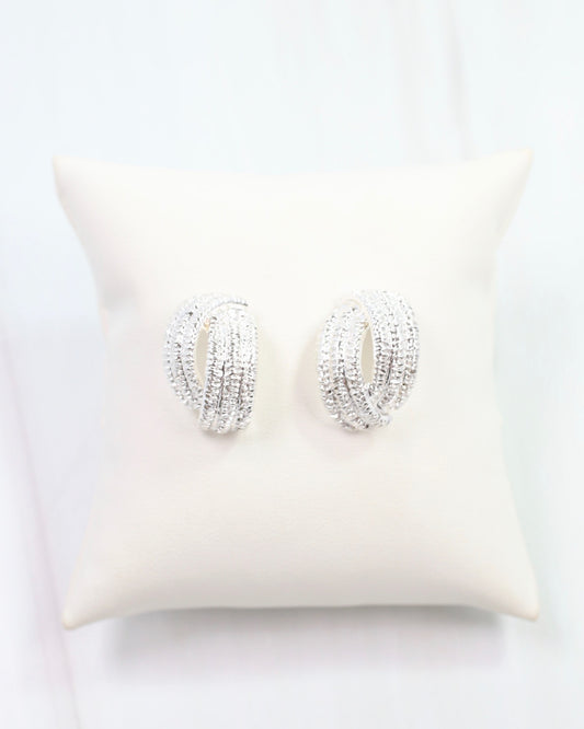 Brianne Brushed  Textured Earring Silver