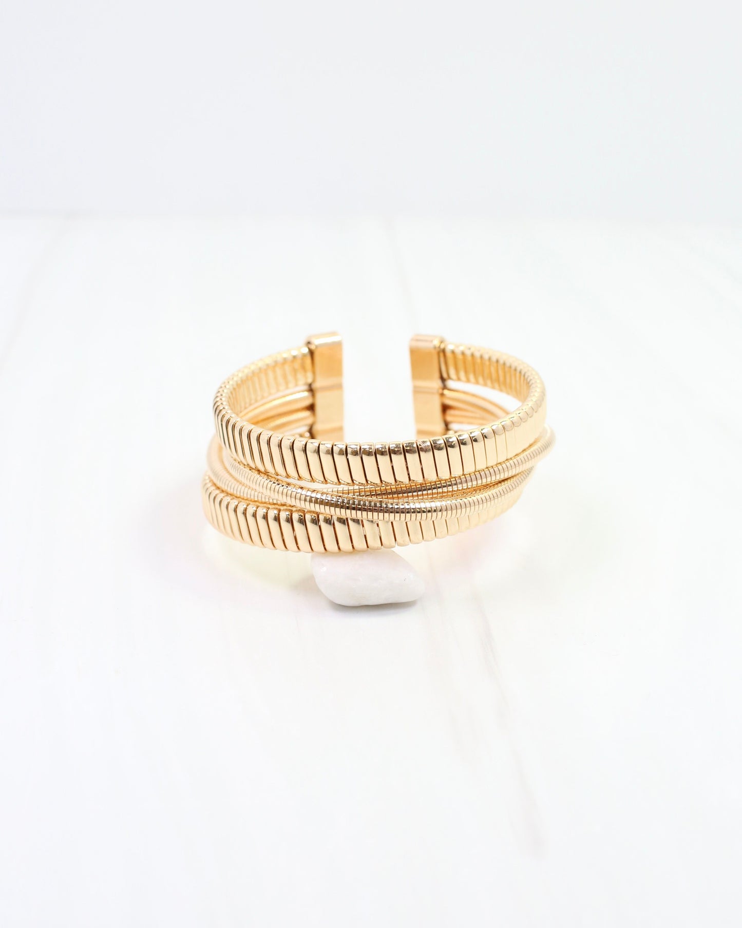 Diana Ribbed Cuff Bracelet Gold