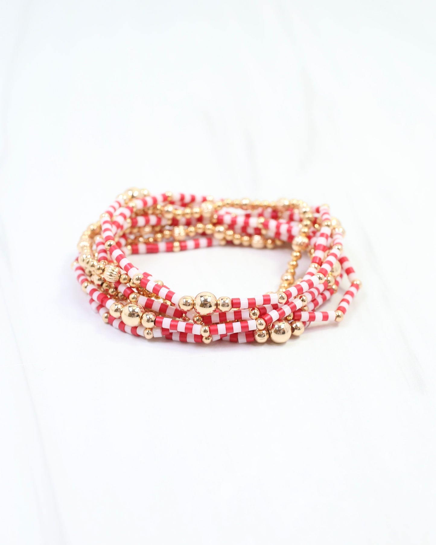 Renee Beaded Bracelet Set Red White