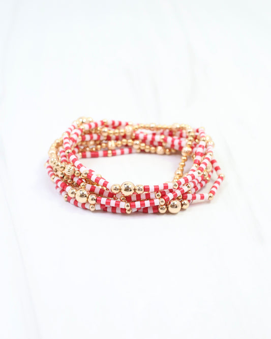 Renee Beaded Bracelet Set Red White