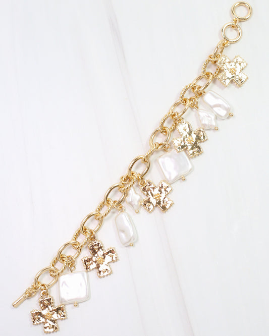 Pearson Cross Charm Bracelet Gold