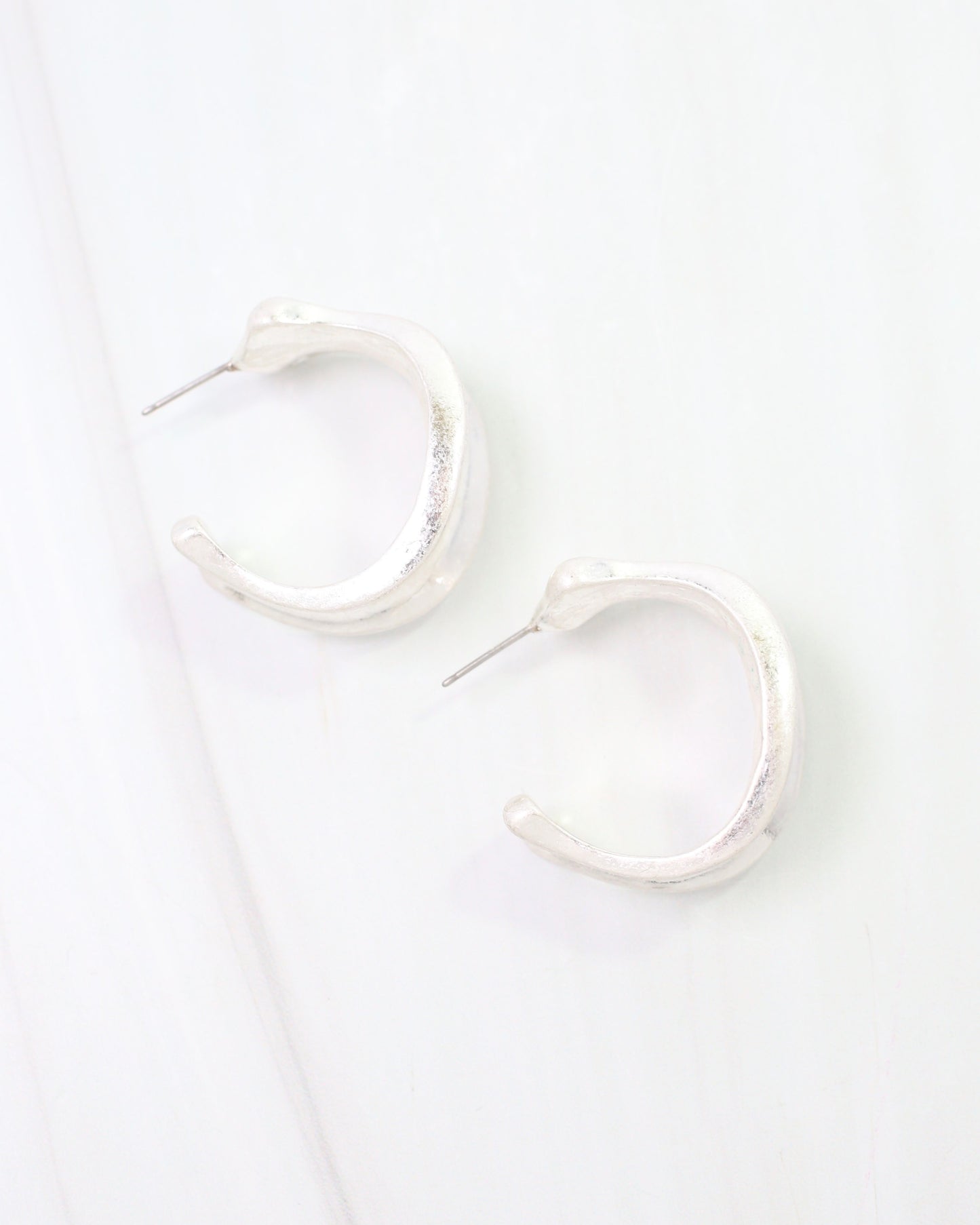 Old Augustine Hoop Earring Worn Silver