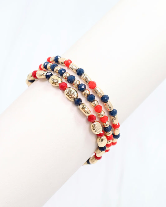 Spirit Beaded Bracelet Set Navy Red