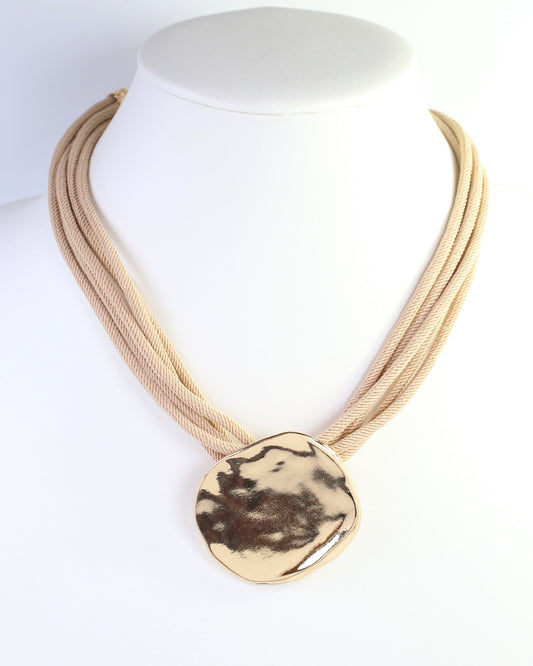 Calia Gold Pendant Cord Necklace Natural
