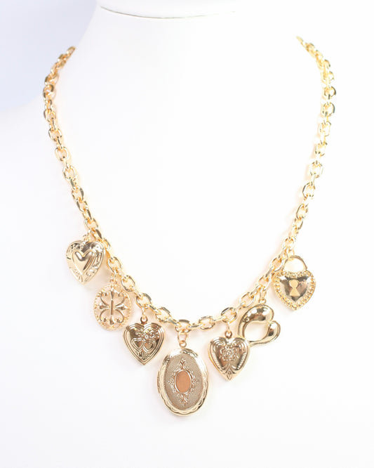 Fordham Locket Charm Necklace Gold