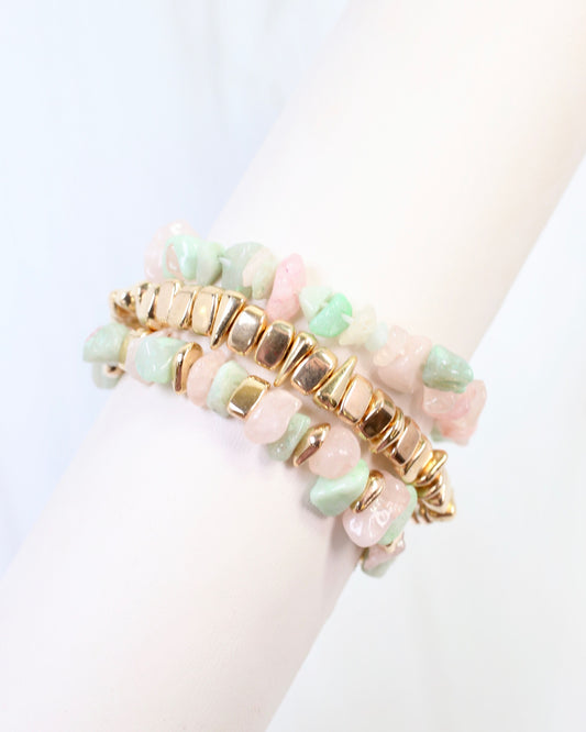 Eastpointe Beaded Stretch Bracelet Set Blush