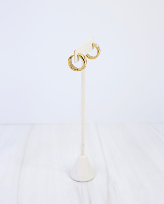 Luci CZ Heart Hoop Earring WP Gold