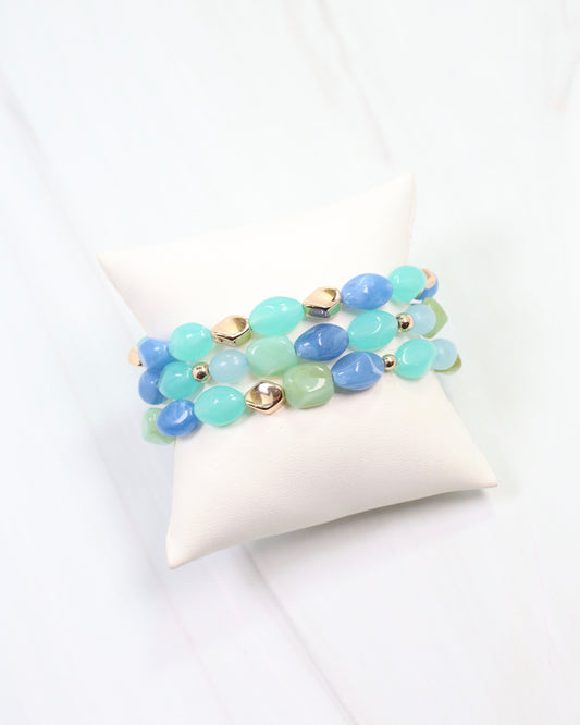 Silver Springs Beaded Bracelet Set Turquoise