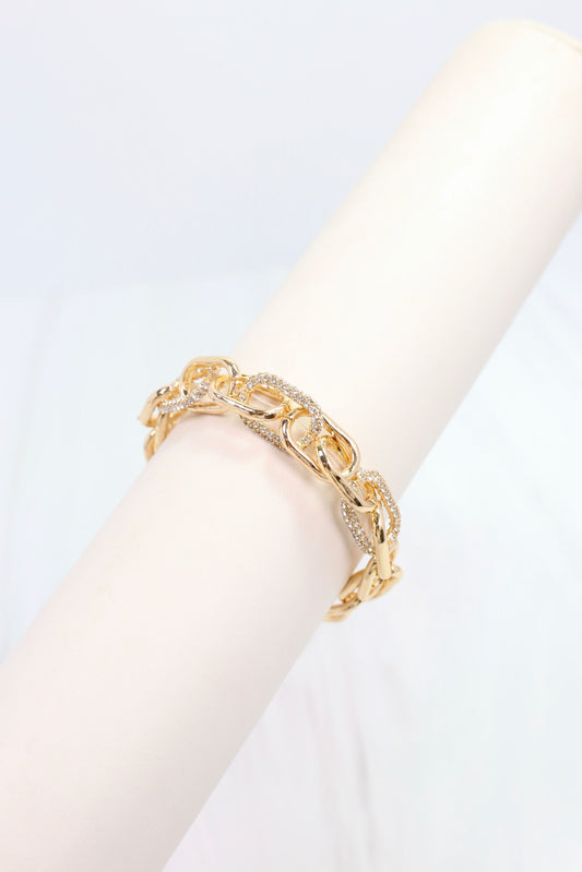 Currie Link Stretch Bracelet Silver Gold