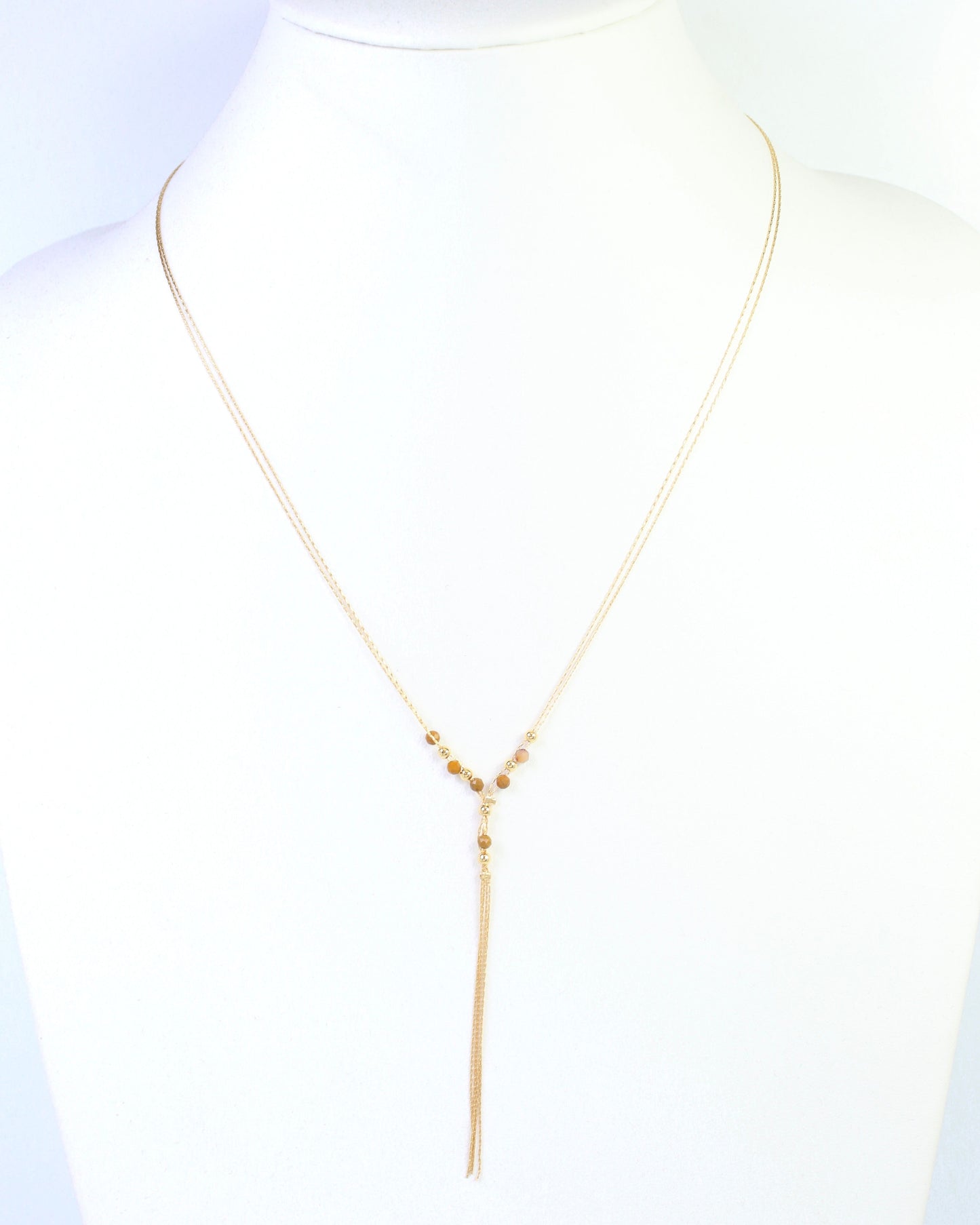 Merida Beaded Tassel Necklace Brown