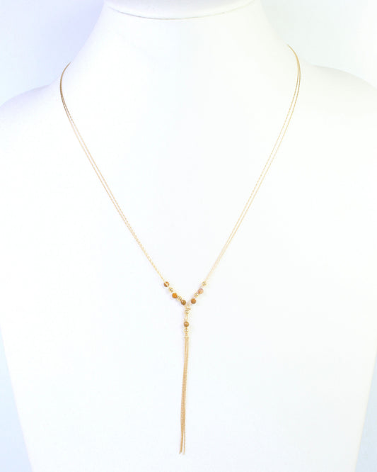 Merida Beaded Tassel Necklace Brown
