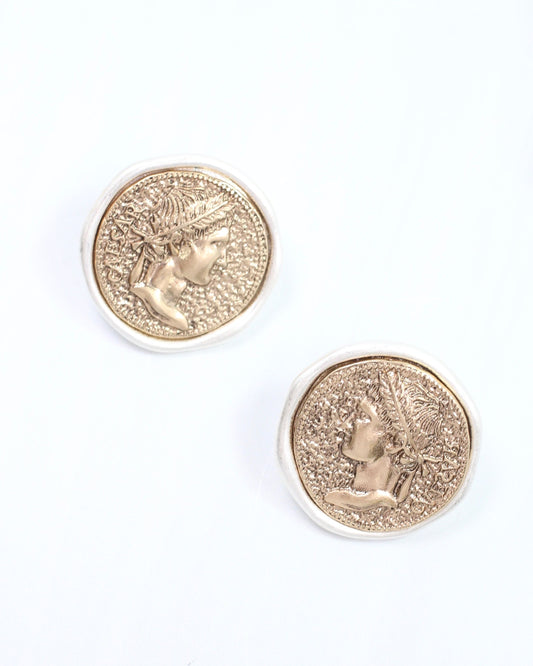 Alexander Coin Earring Worn Gold