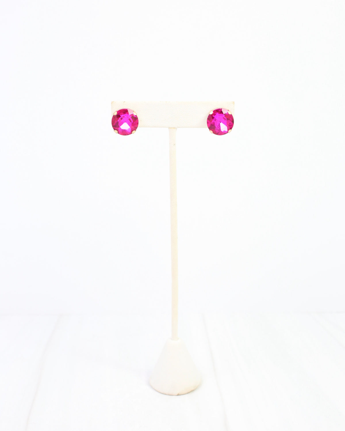 Andi Large Rhinestone Stud Earring Fuchsia