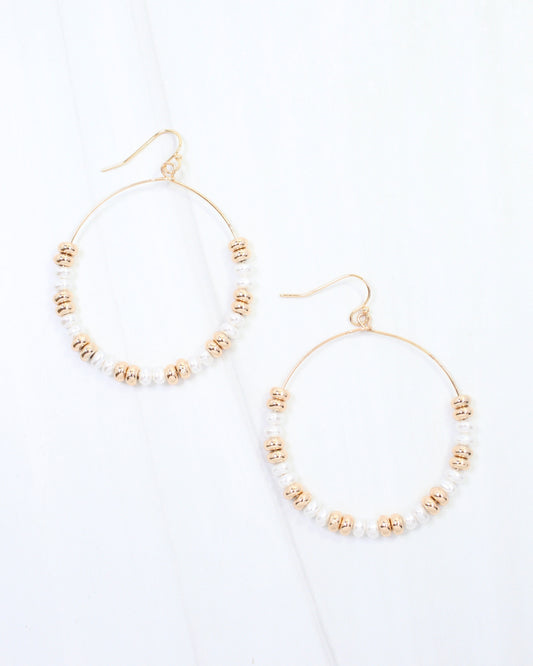 Marlow Pearl Beaded Wire Hoop Earring Gold