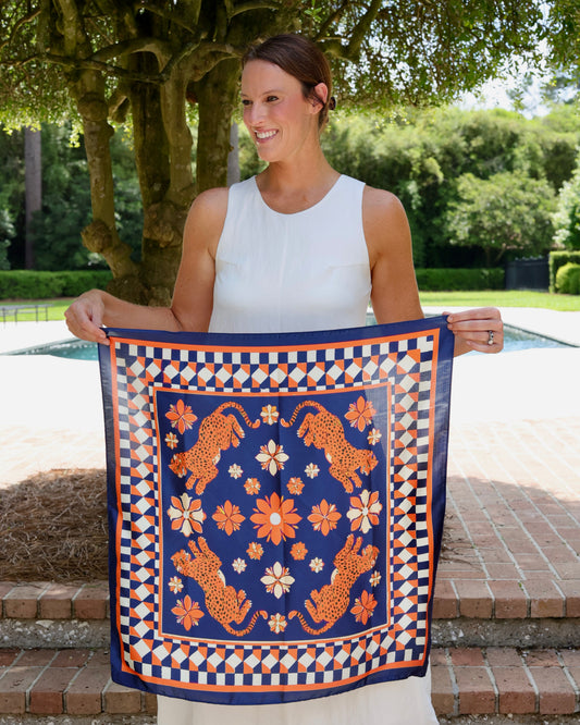 Hollis Scarf Medium Navy Orange
