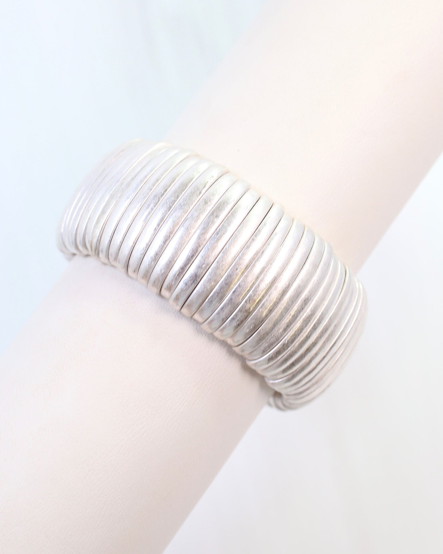 Cobra Stretch Bracelet Worn Silver
