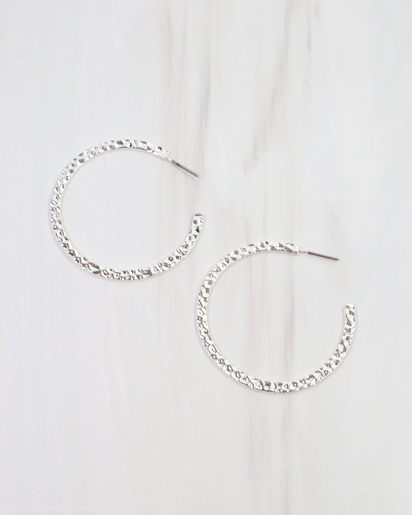 Tristan Textured Hoop Silver
