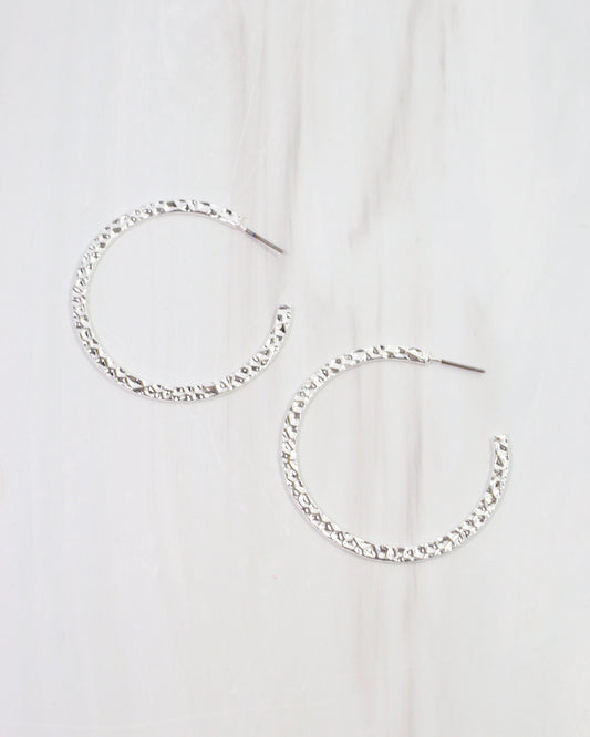 Tristan Textured Hoop Silver