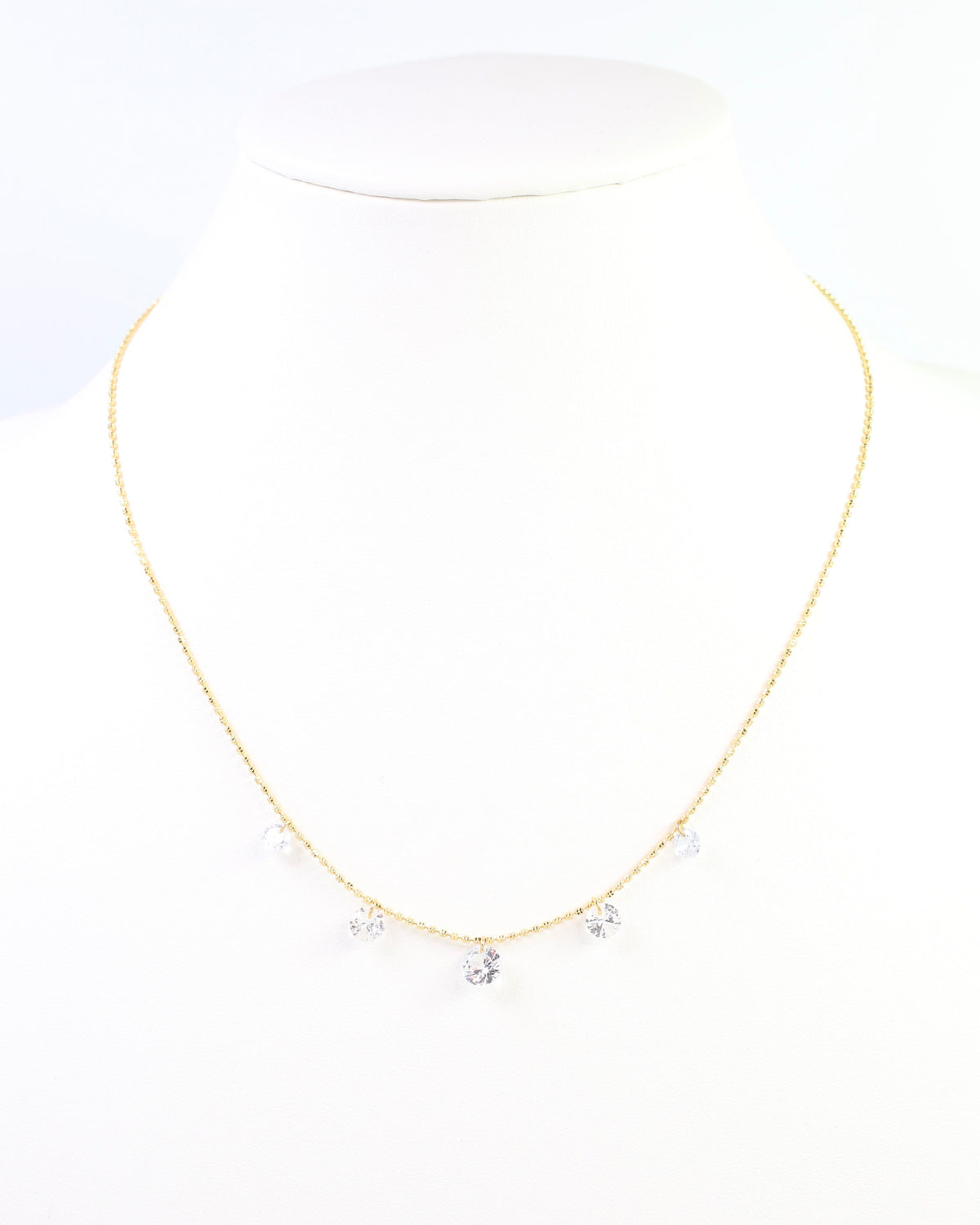 Nyx Round CZ Charm Necklace WR Gold