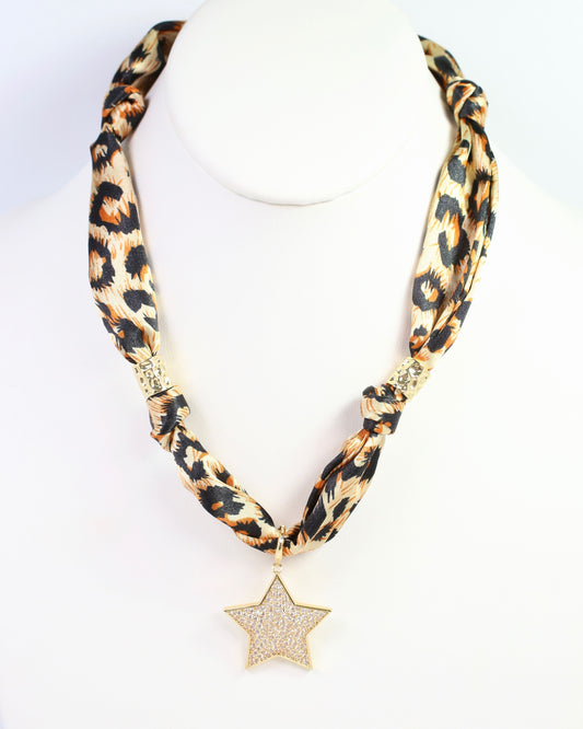 Starla Scarf Charm Necklace Leopard